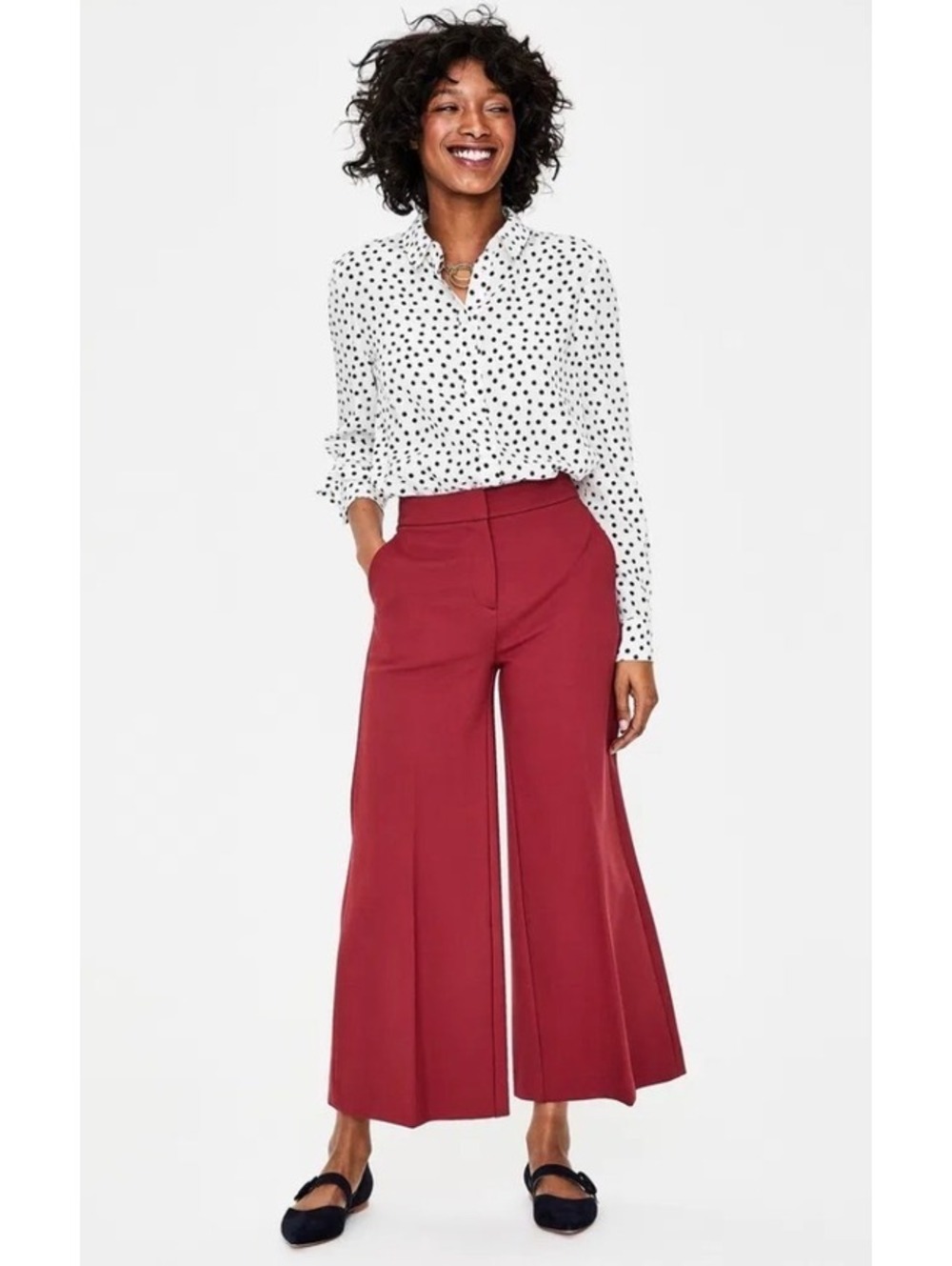 Boden Red Wide Leg Cropped Trousers Pants US 6R UK 10R